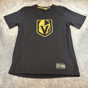 Vegas Golden Knights NHL T-Shirt Mens Large Black Gold Diamond Plate Logo Tee
